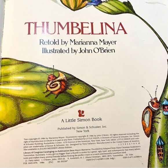 THUMBELINA - Retold by Marianna Mayer Illustrated by John O’Brien 1986 Hardcover - Picture 6 of 11